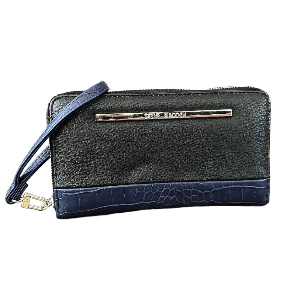 Steve Madden Black-Blue Leather Wallet